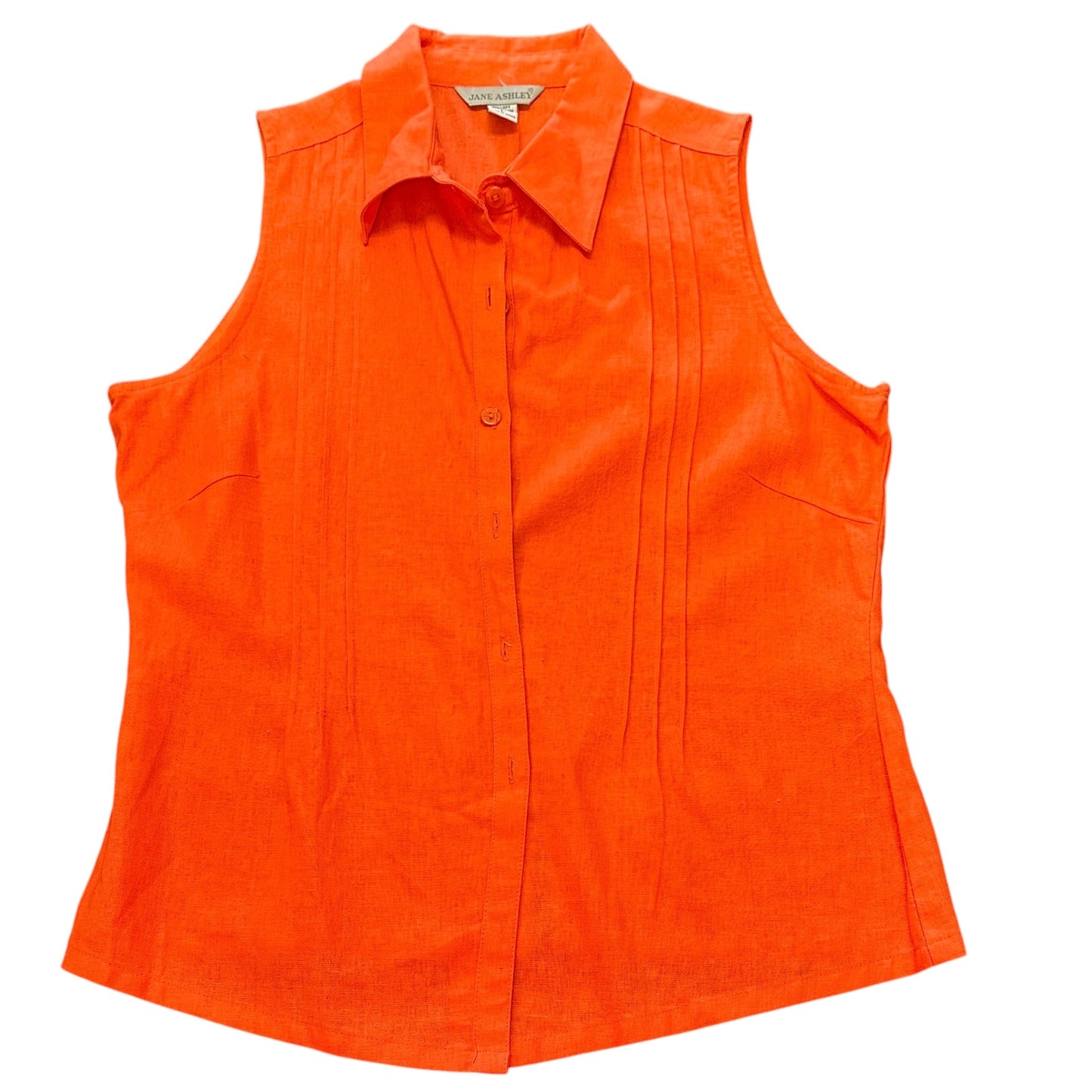 JANE ASHLEY ORANGE LINEN BLEND BLOUSE 100 LARGE