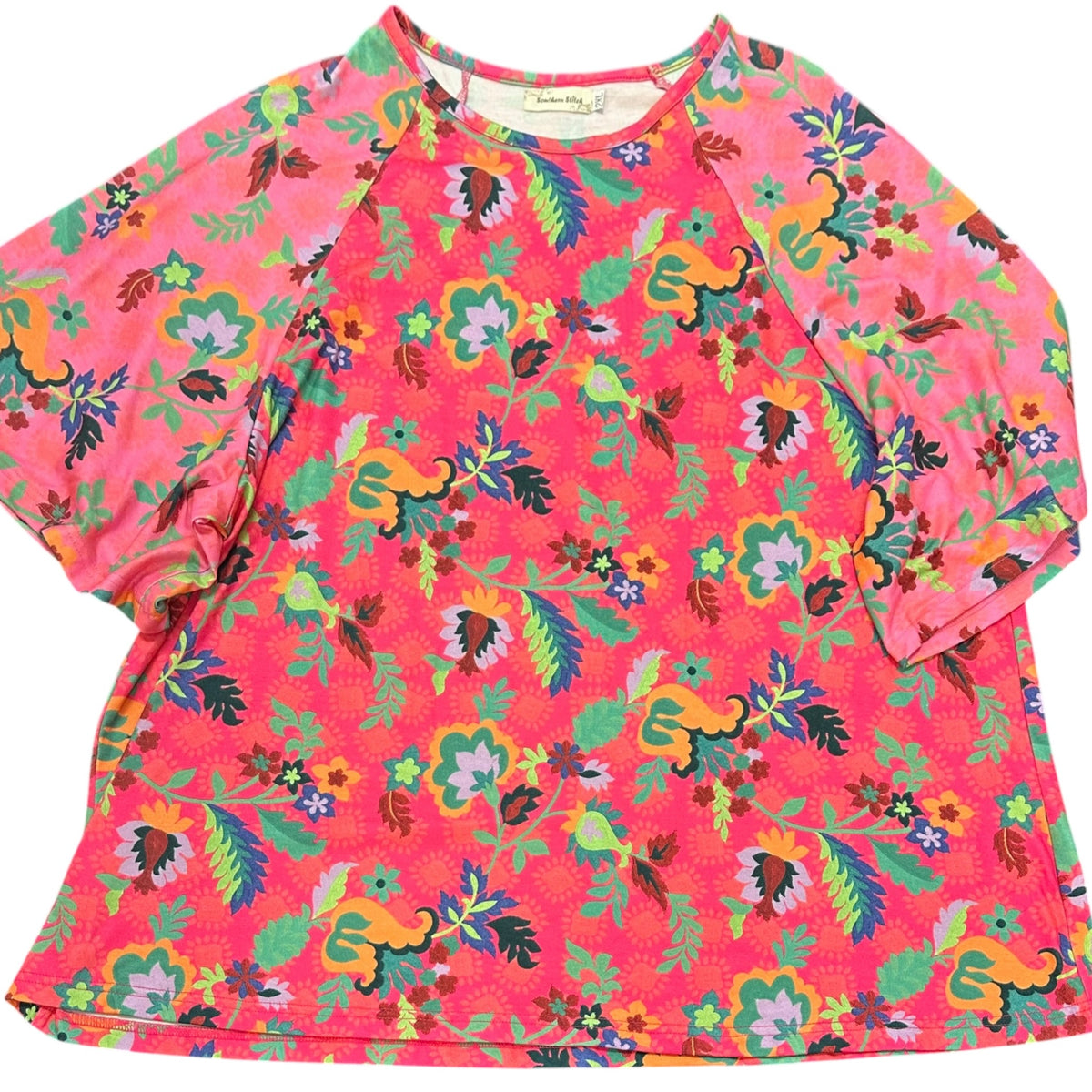 SOUTHERN STITCH PINK FLORAL BLOUSE 100 2XL