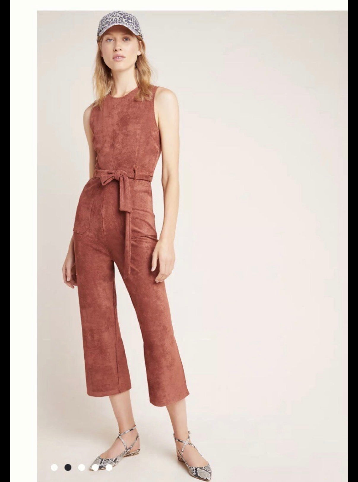 ANTHROPOLOGIE FAUX SUEDE BROWN JUMPSUIT 100 LARGE