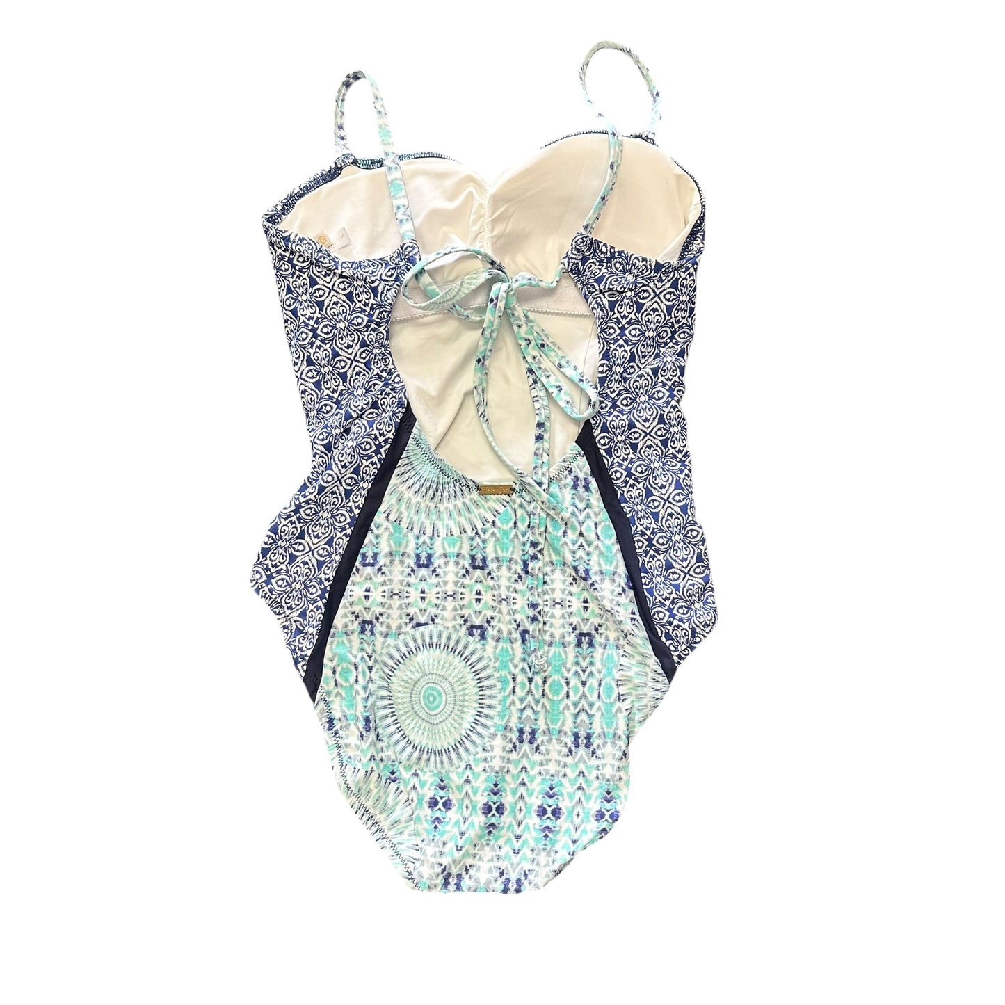 HELEN JON NAVY WHITE NAUTICAL ONE PC SWIMSUIT 100 SMALL