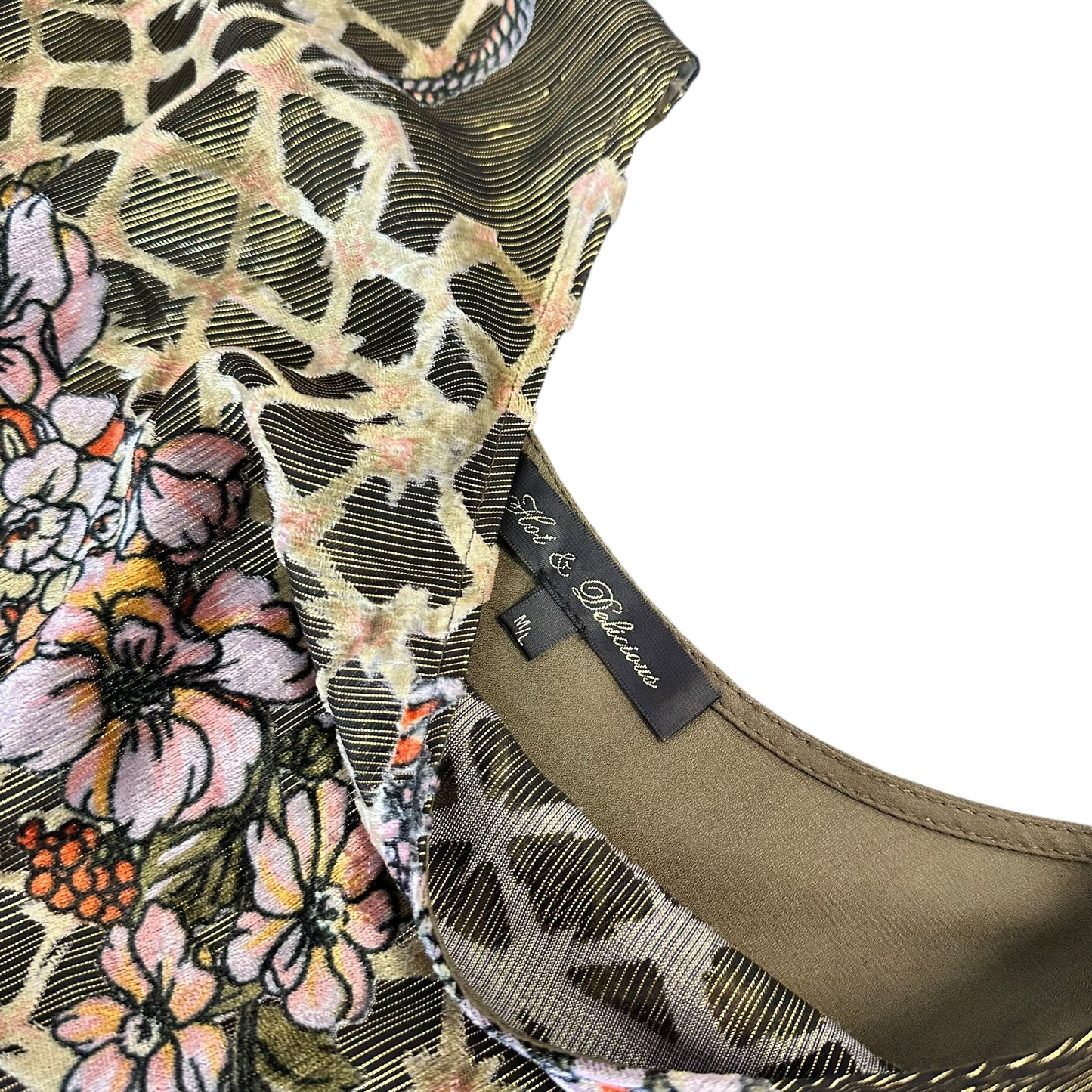 HOT & DELICIOUS GREEN VELOUR FLORAL PONCHO BLOUSE 256 M/L