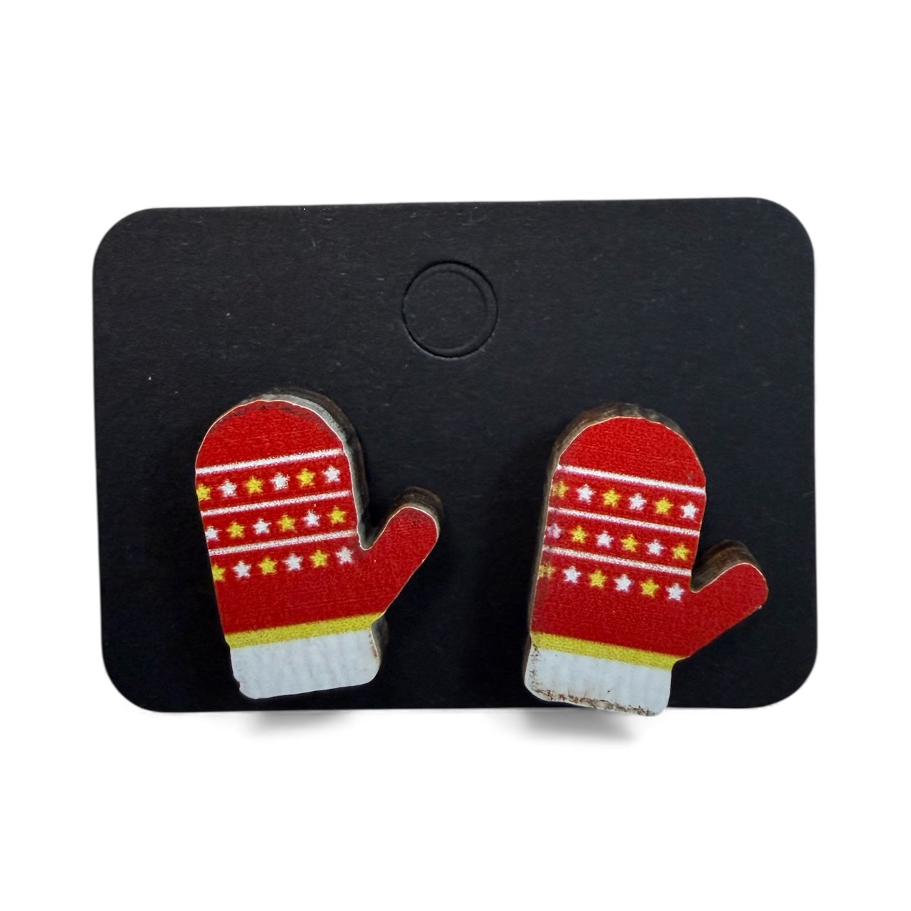 RED WHITE CHRISTMAS MITTEN EARRINGS 100