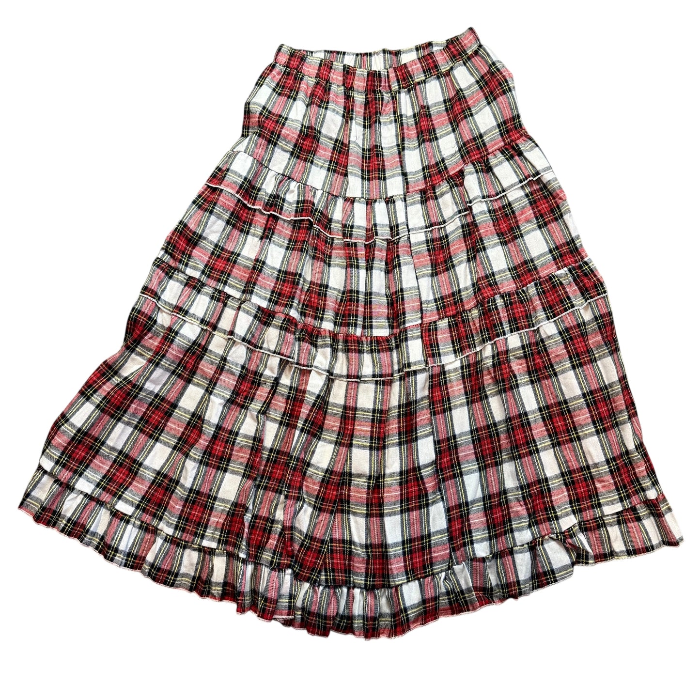 WHITE RED TARTAN FLANNEL SKIRT NWOT 100 LARGE