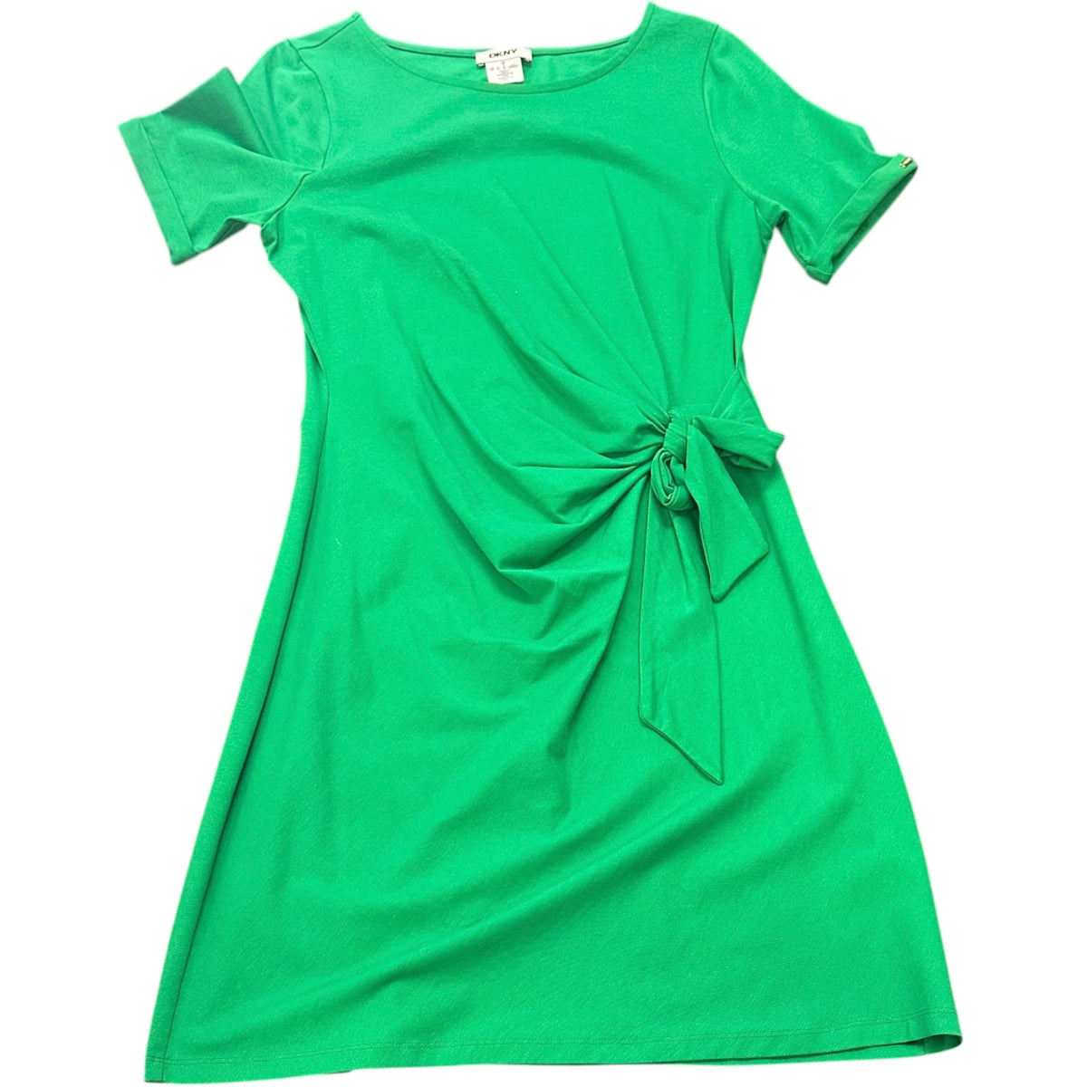 DKNY EMERALD GREEN SIDE TIE DRESS 122 SMALL