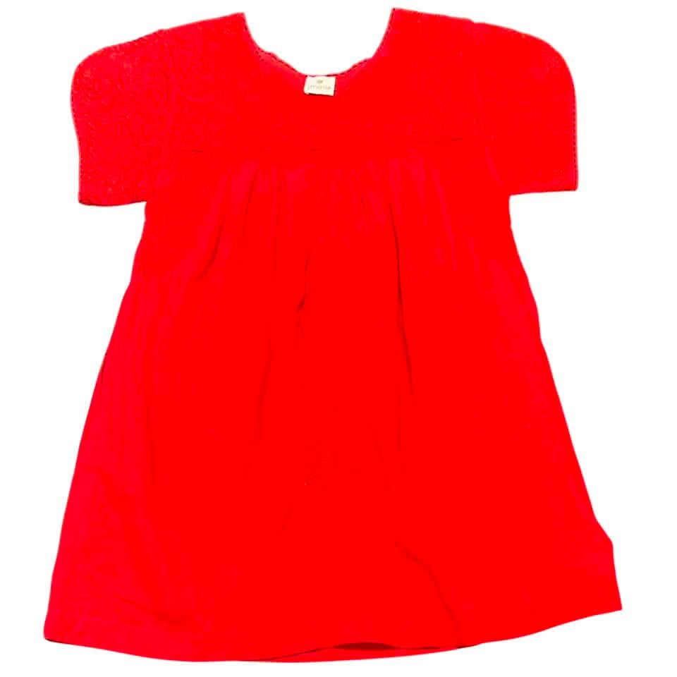 J MARIE RED EMBROIDERED DRESS POCKETS 255 SMALL