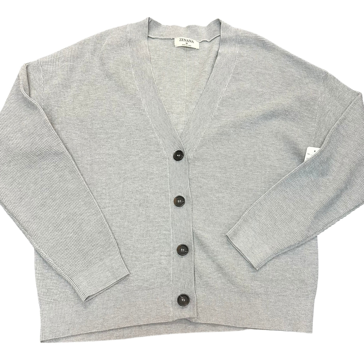 ZENANA GRAY BUTTON FRONT CARDIGAN NWOT 38 MEDIUM