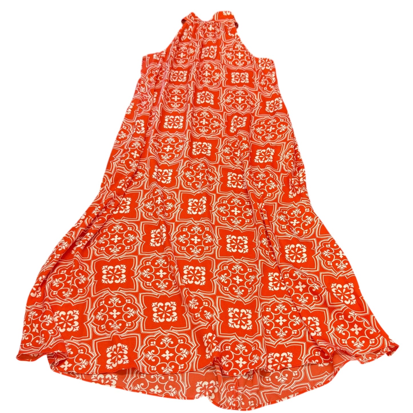 ANN TAYLOR ORANGE WHITE MAXI HIGH NECK DRESS NWT 100 SMALL