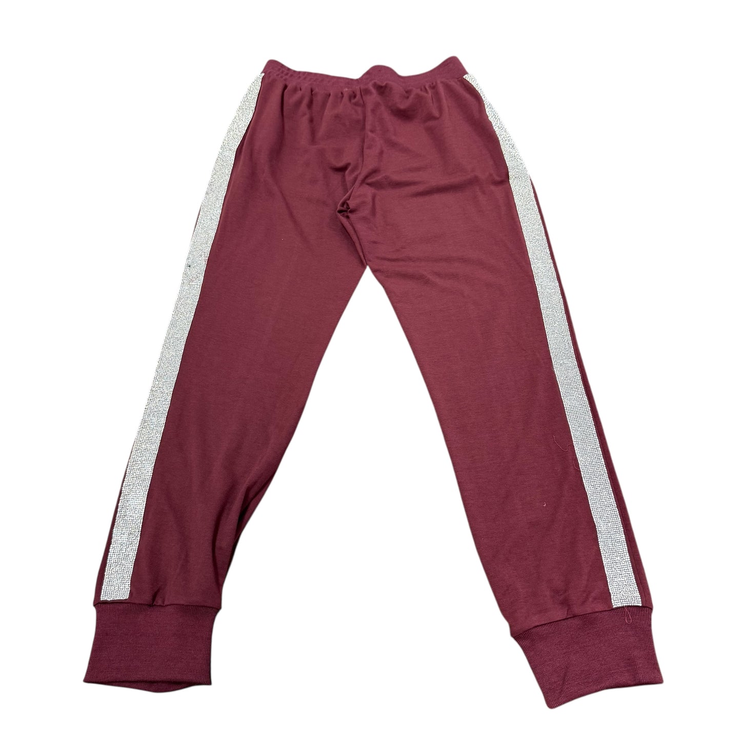 WHY MAROON WINE RED SWEATSUIT 2 PIECE SWEATSHIRT SWEATPANTS LOUNGEWEAR RHINESTONE SMALL
