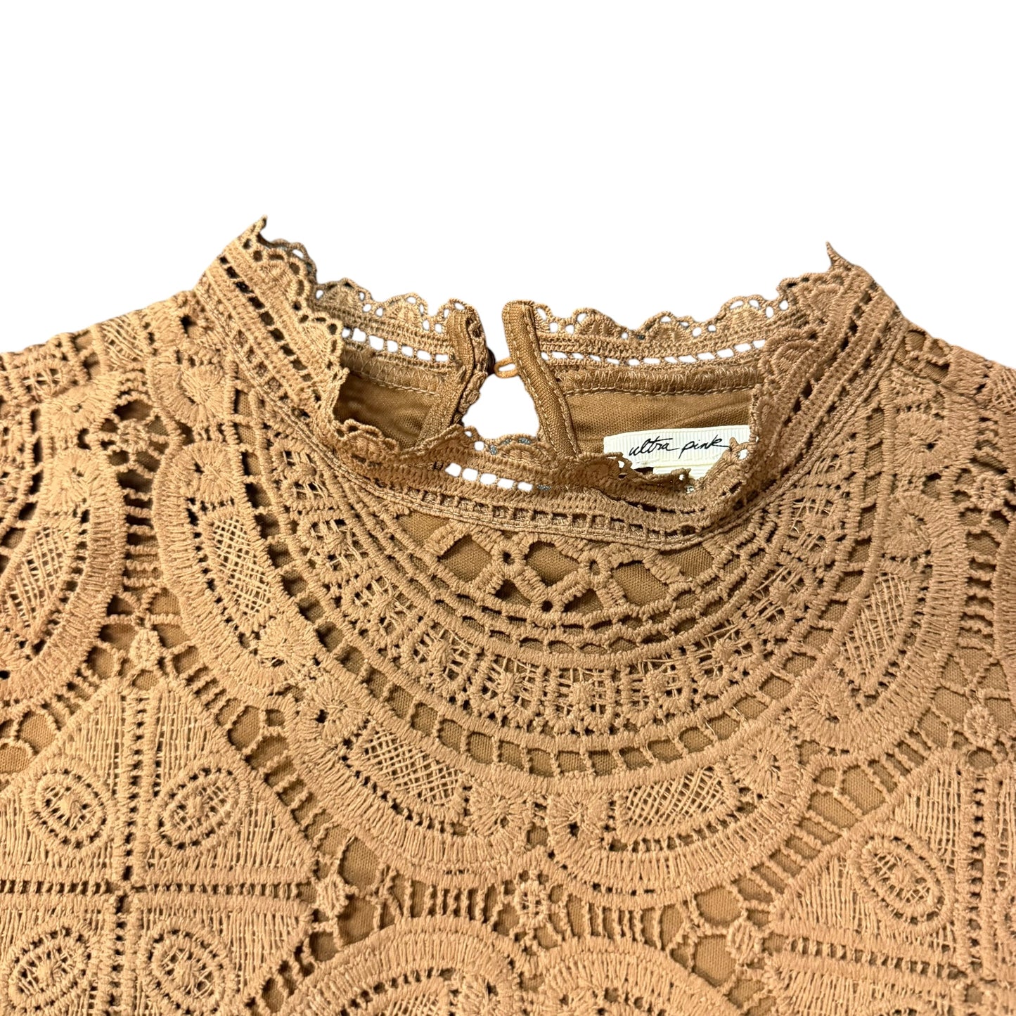 ULTRA PINK BROWN CROCHET BLOUSE 251 SMALL