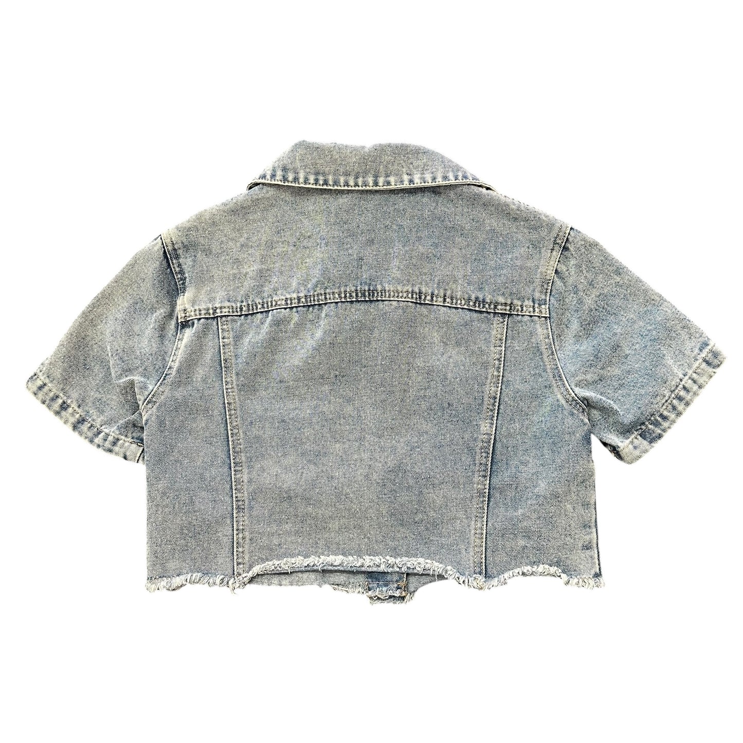 CROPPED DENIM BLUE JEAN JACKET 43 SMALL