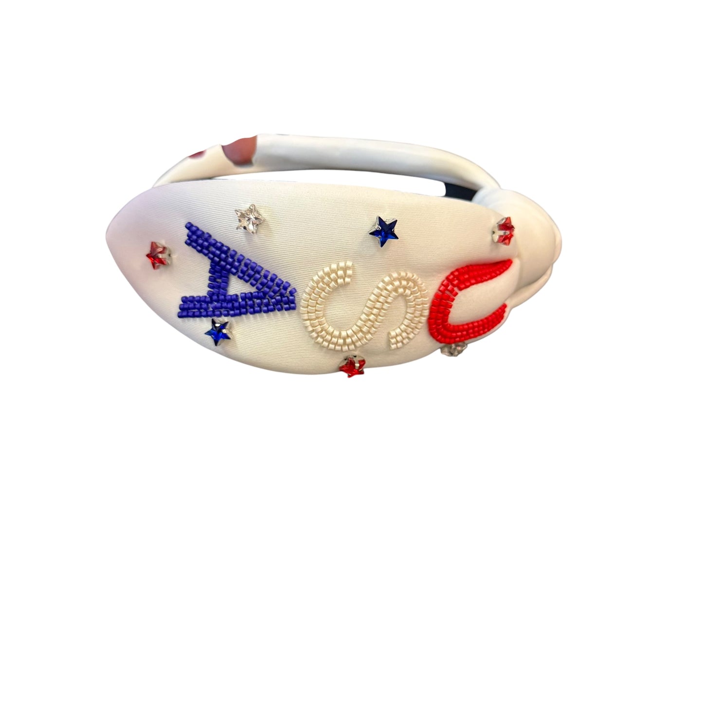 USA BEADED WHITE HEADBAND 100