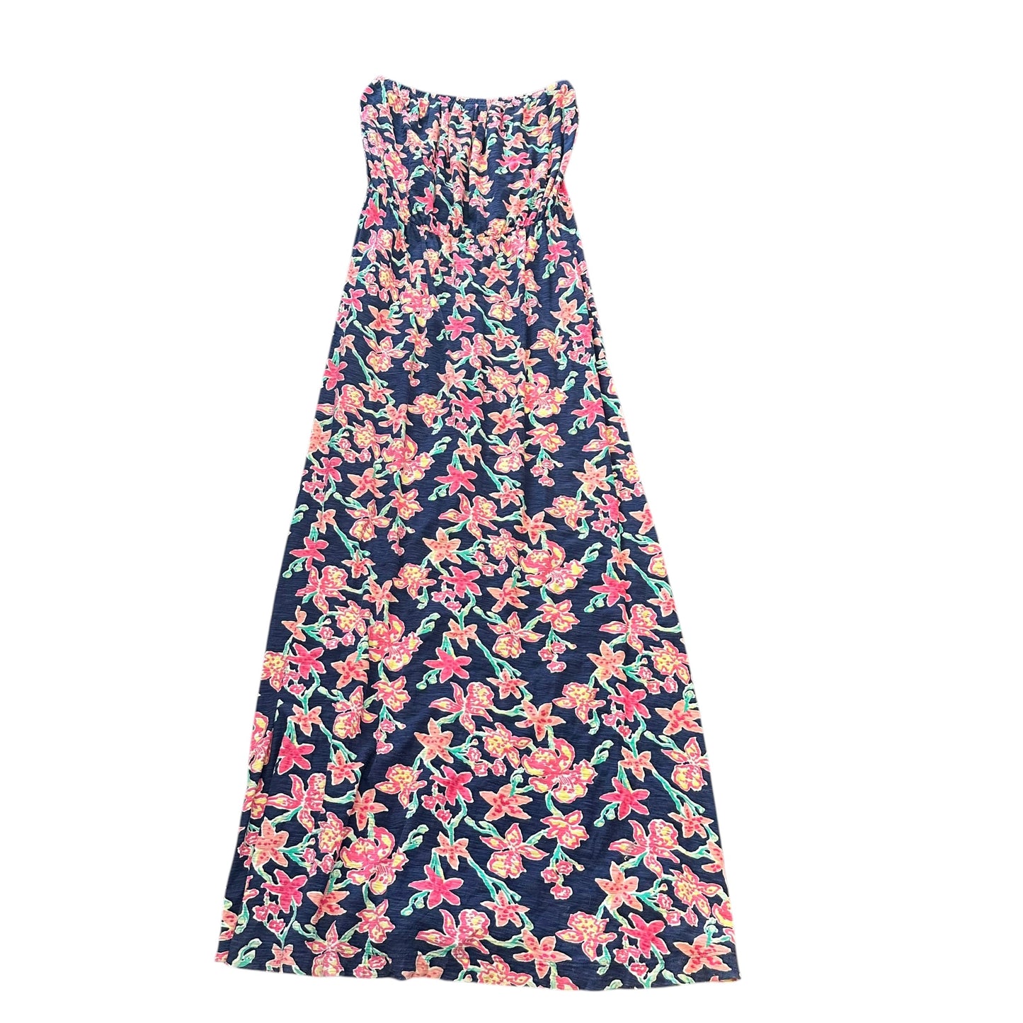 LILLY PULITZER NAVY STRAPLESS FLORAL MAXI DRESS 100 MEDIUM