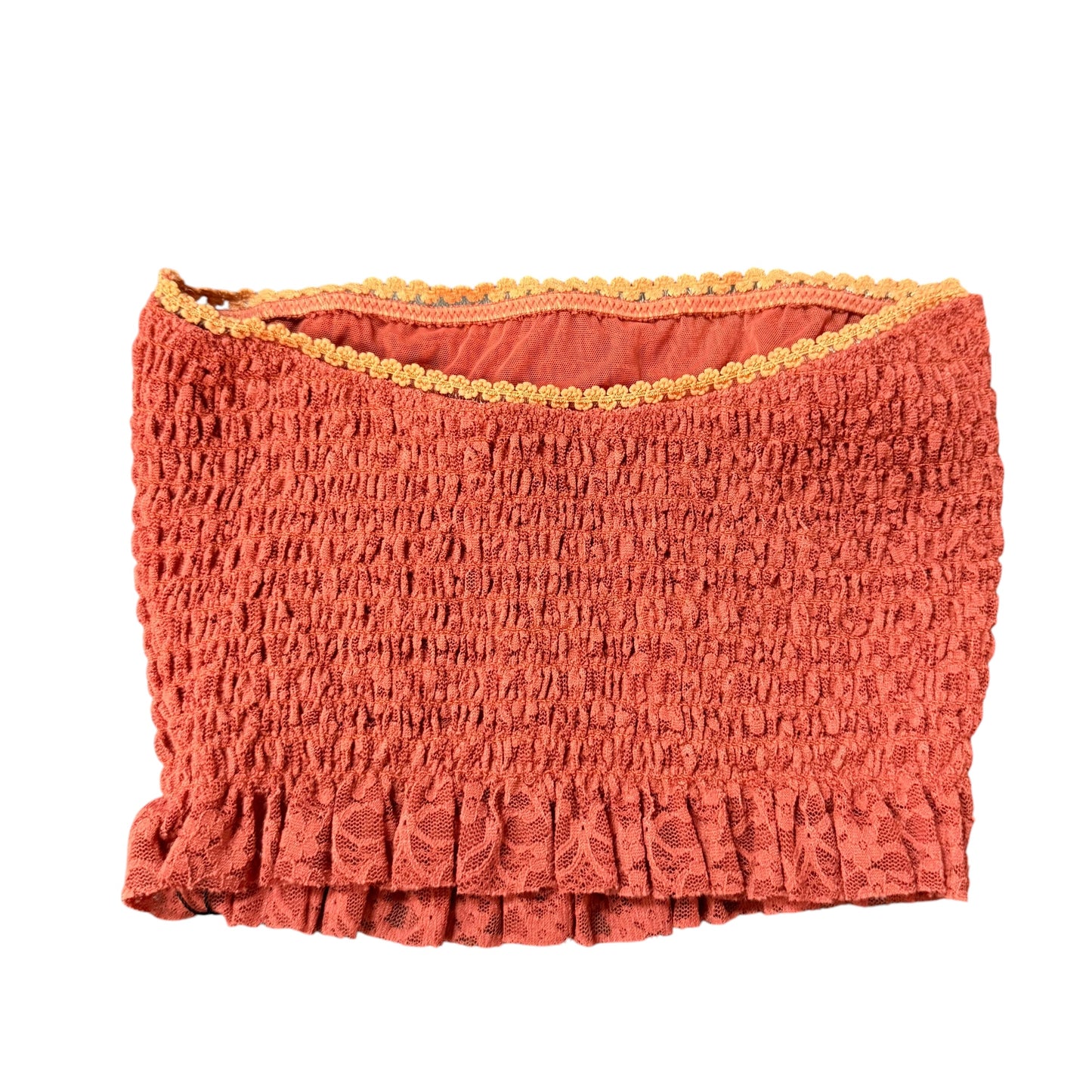 FREE PEOPLE BE RIGHT BACK SMOCKED TUBE TOP BURNT ORANGE 100 XS