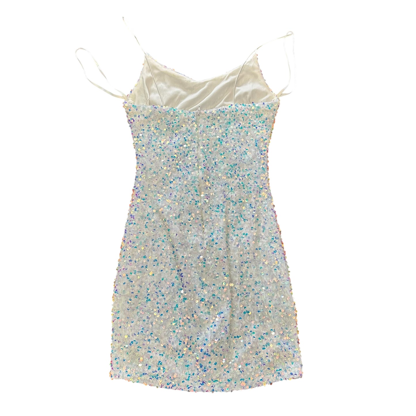 B DARLIN WHITE SEQUINES MINI DRESS 263 SMALL