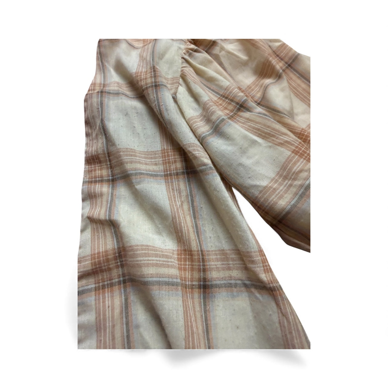 DANCE & MARVEL PLAID BLOUSE PUFF SLEEVES 100 LARGE