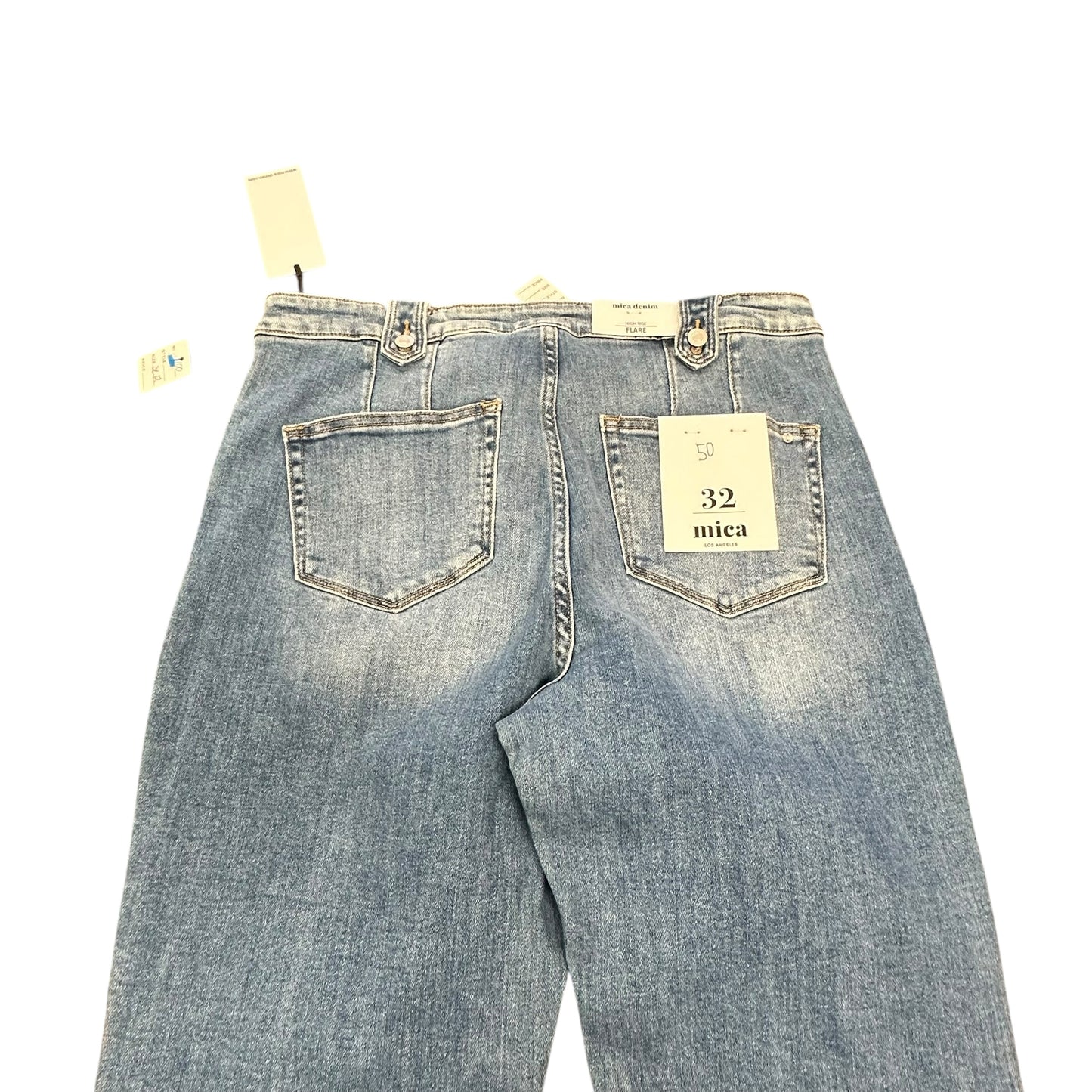 MICA DENIM HIGH RISE FLARE BLUE JEANS 100 NWT $50 SZ 12/32