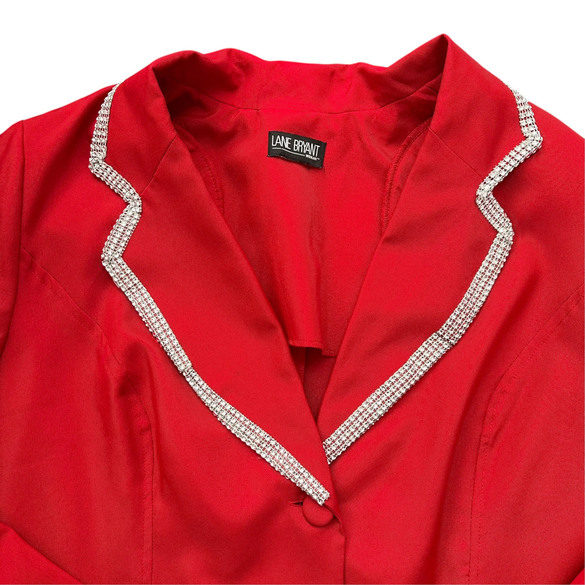 LANE BRYANT VINTAGE RED BLAZER RHINESTONES 100 2X