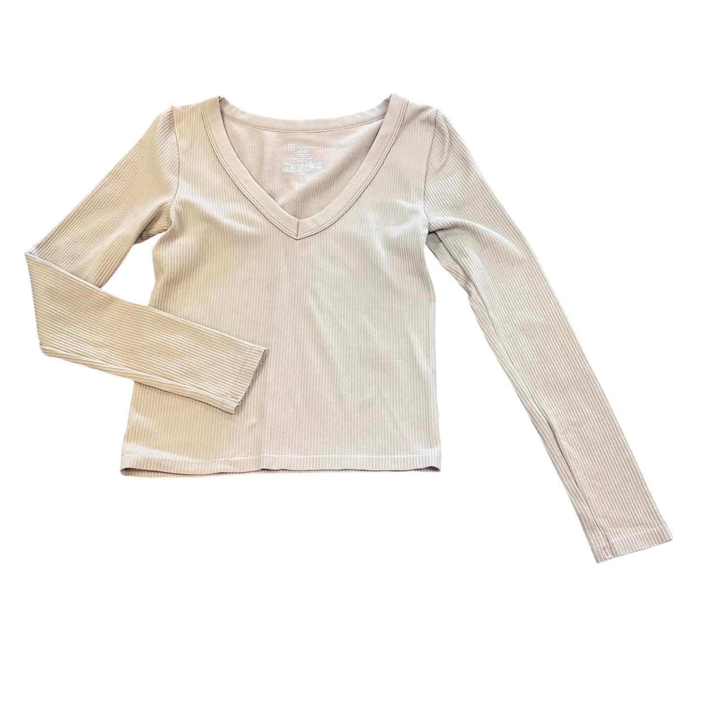 NOBO TAN RIBBED LONG SLEEVE TOP 239 MEDIUM