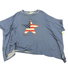 FANTASTIC FAWN BLUE PONCHO TOP 100 MEDIUM NWOT