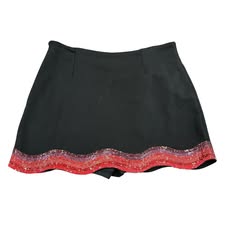 QUEEN OF SPARKLES BLACK RED SEQUINS SKORT 221 NWT $160 LARGE