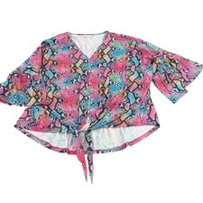 SOUTHERN STITCH COLORFUL TIE WAIST TOP 7 3X