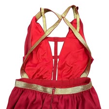 MISS AVENUE RED GOLD FULL LENGTH DRESS 100 SMALL