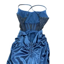 WINDSOR NAVY FULL LENGTH DRESS 32 SZ 1/2