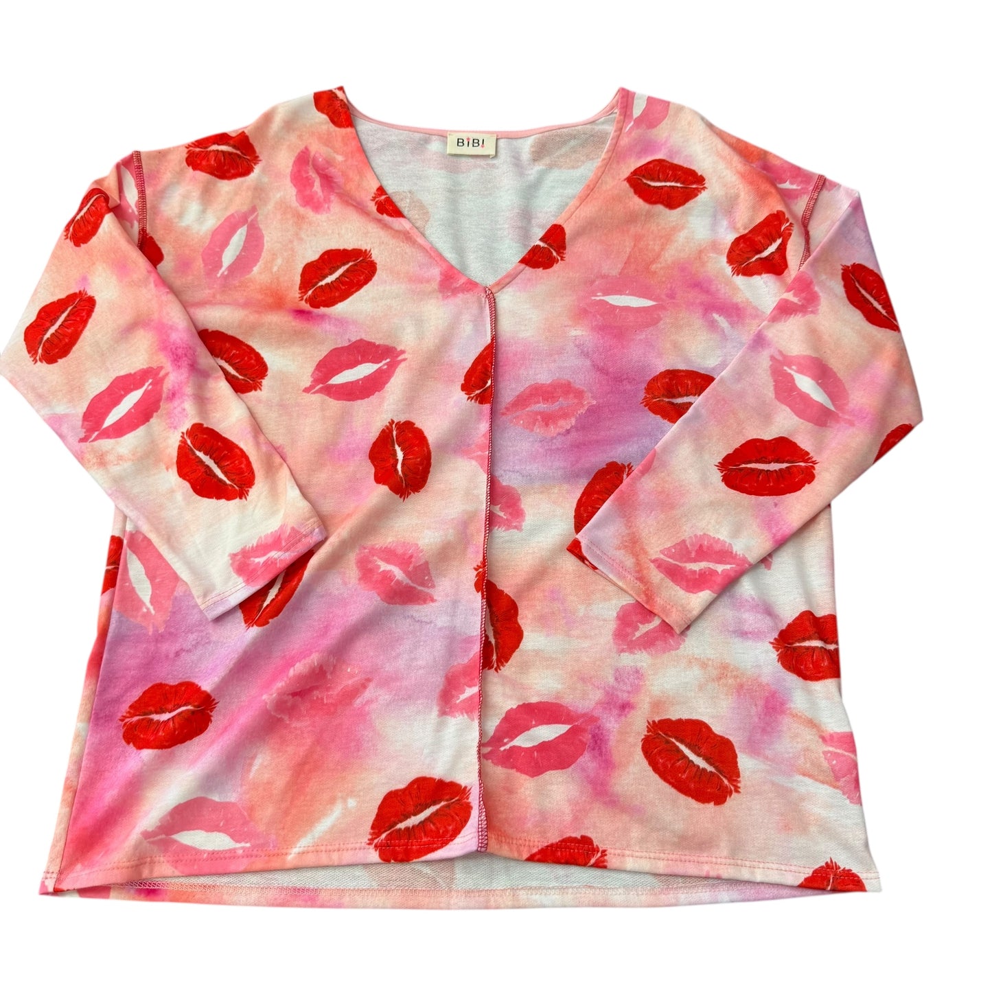 BIBI PINK RED LIPS SWEATER SMALL