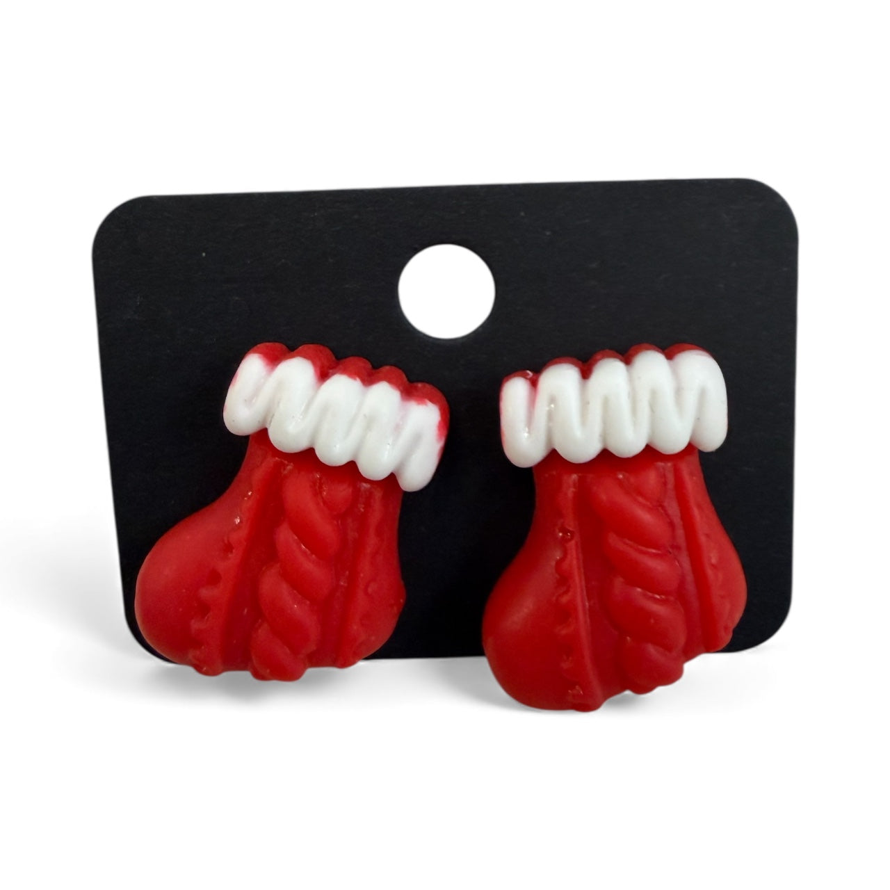 RED CHRISTMAS STOCKING EARRINGS 100