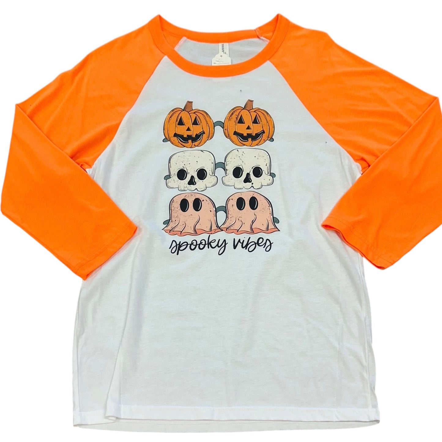 SPOOKY VIBES RAGLAND SHIRT 100 MEDIUM