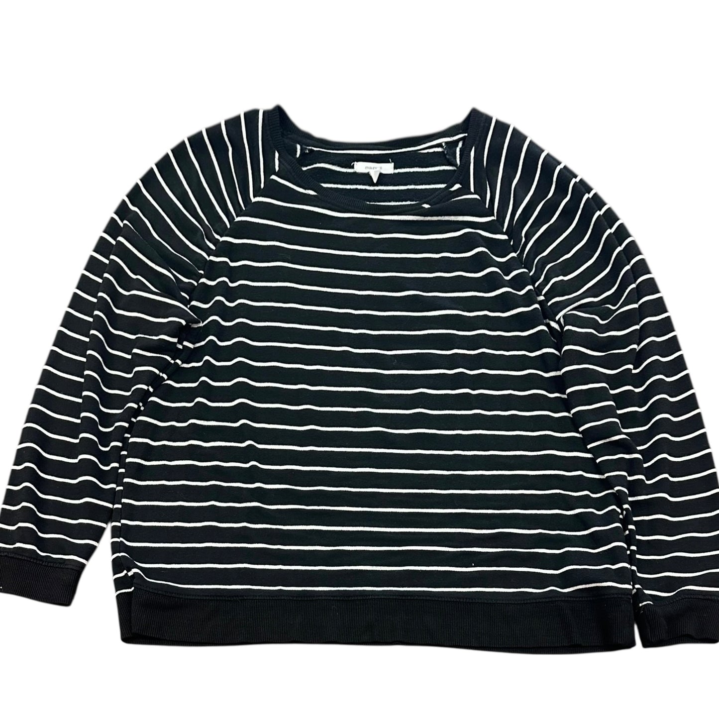 MAURICES BLACK WHITE STRIPED TOP 239 LARGE *PILING