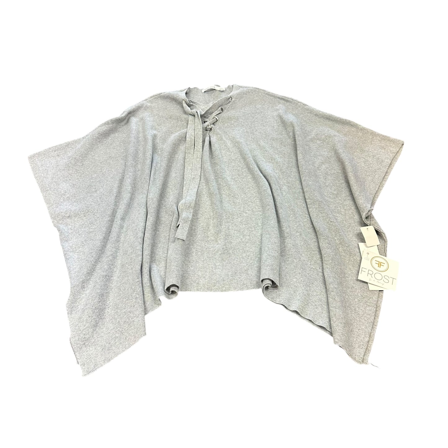 BISHOP + YOUNG GRAY KNIT PONCHO 38 ONE SIZE NWT $116