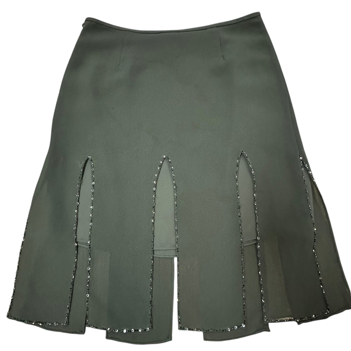 VINTAGE CACHE BLACK SKIRT BEADED SLITS 202 SZ 6