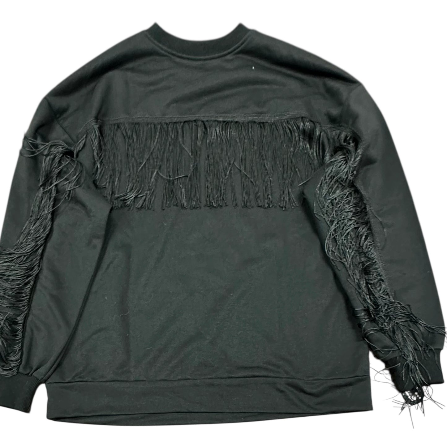 BLACK CREWNECK SWEATSHIRT FRINGE 7 LARGE