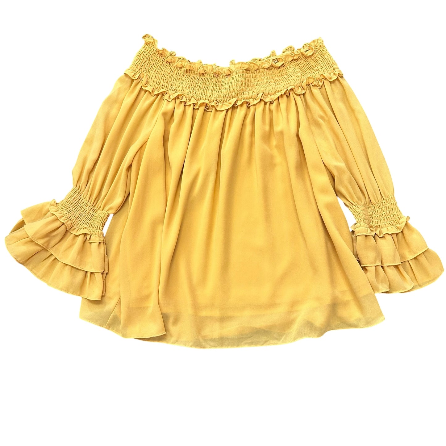 ENTRO MUSTARD YELLOW OFF SHOULDER BLOUSE 249 MEDIUM