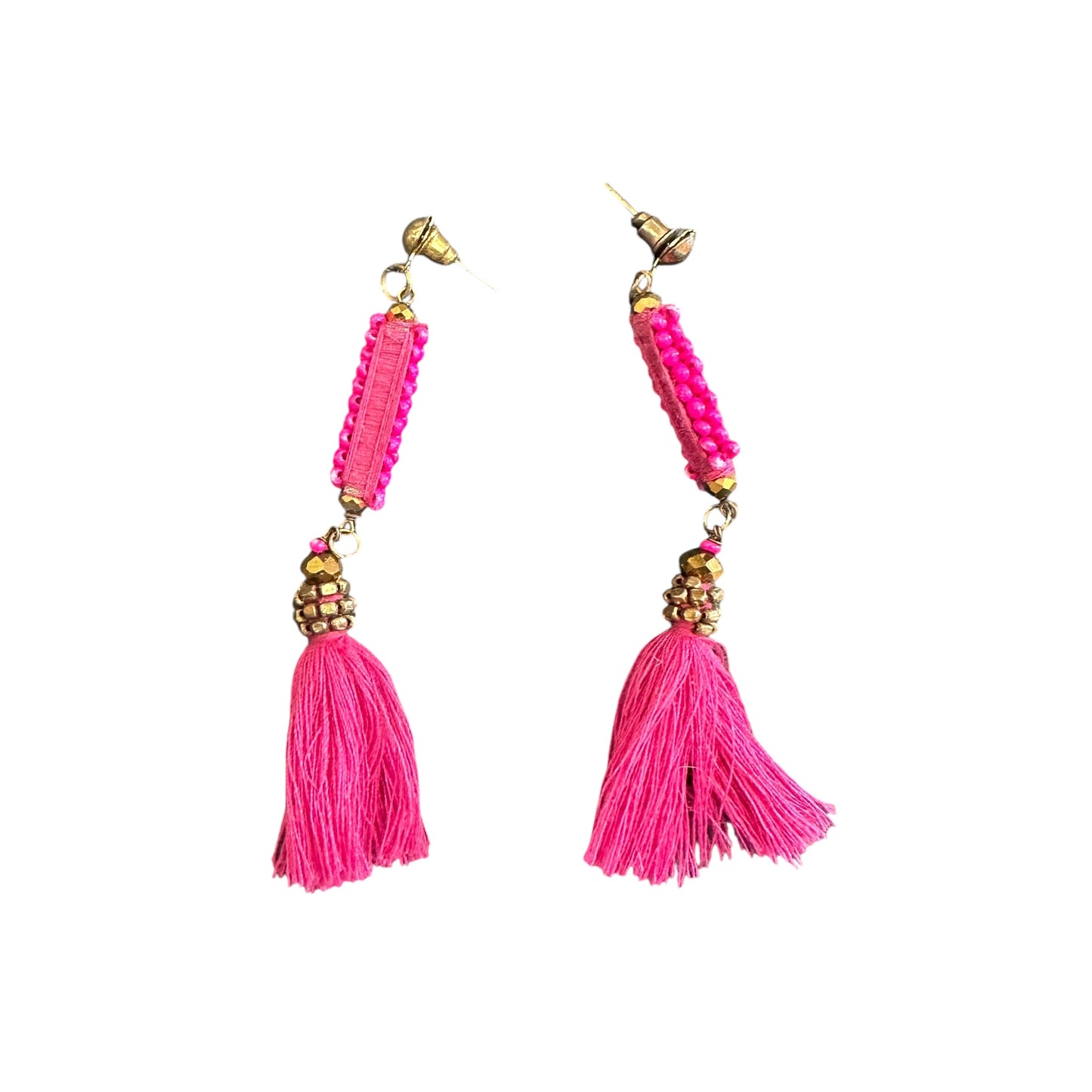 PINK BEADED & TASSEL EARRINGS 200