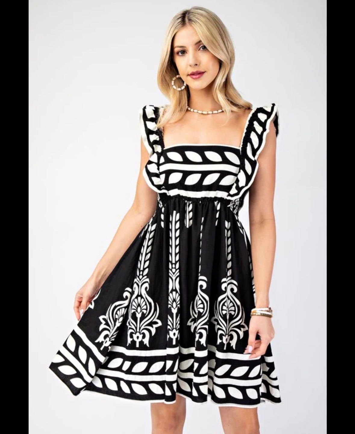 GIGIO BLACK BEIGE FIT FLARE SUNDRESS 170 SMALL