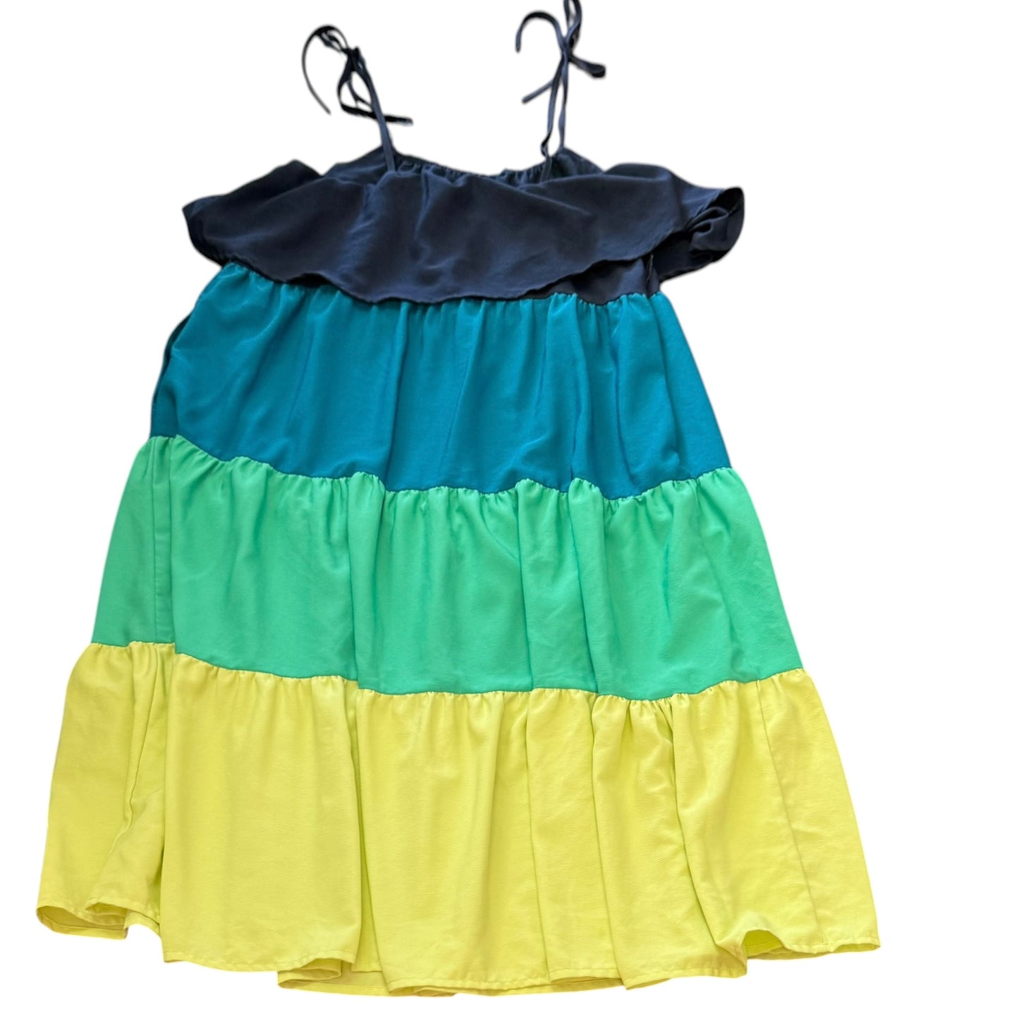 TIME & TRU COLORBLOCK DRESS NAVY GREEN 100 MEDIUM