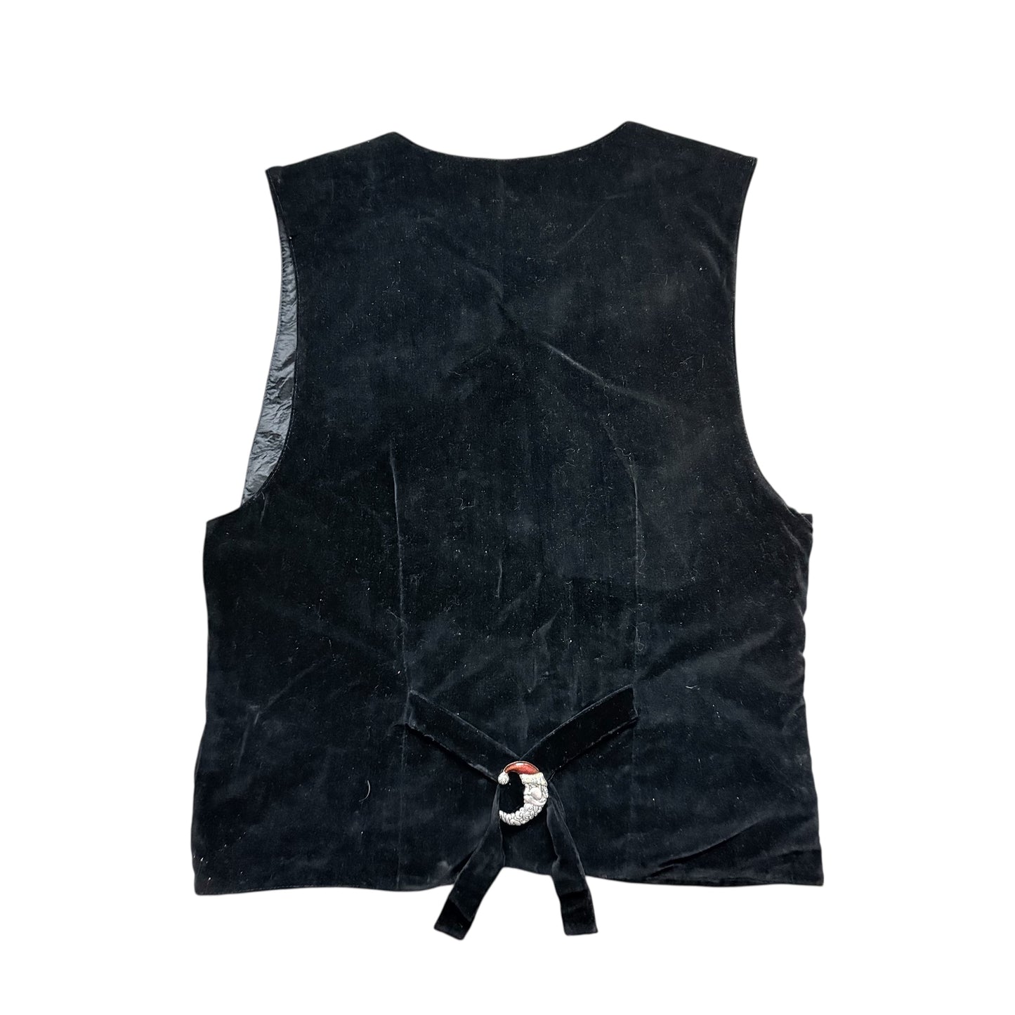 VINTAGE CRUSHED VELVET BLACK CHRISTMAS VEST 100 SMALL