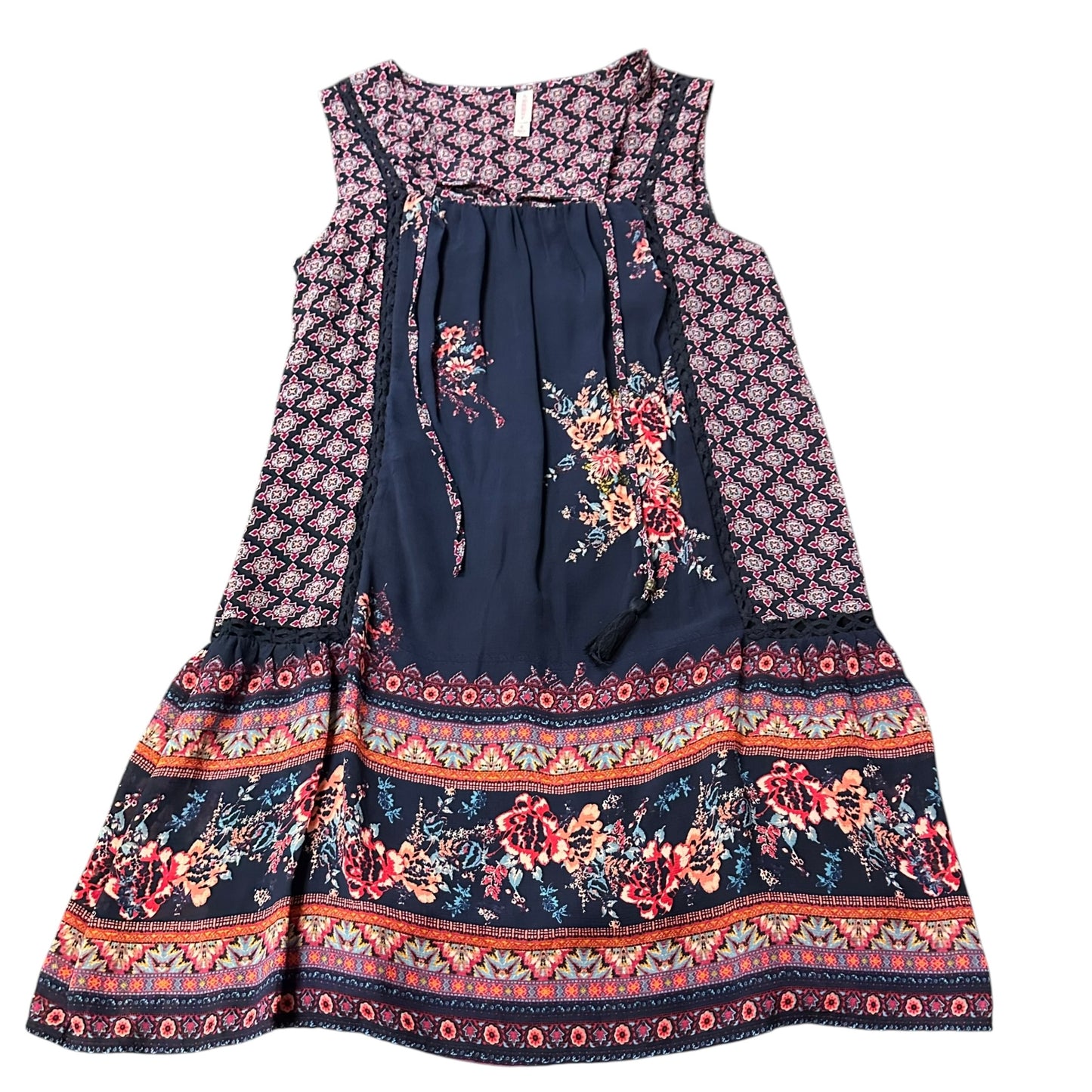 XHILARATION NAVY RED WHITE DRESS 237 SMALL