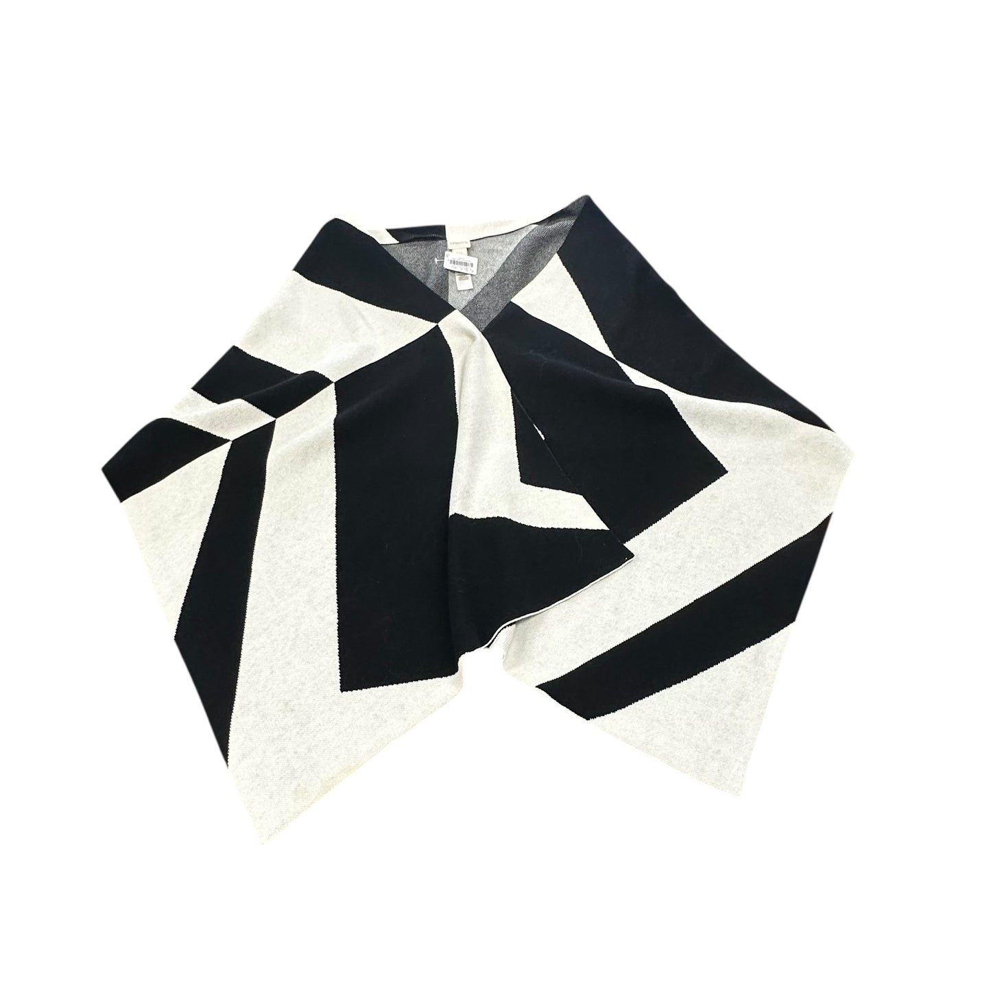 CHICOS BLACK WHITE KNIT SHAWL 55 ONE SIZE