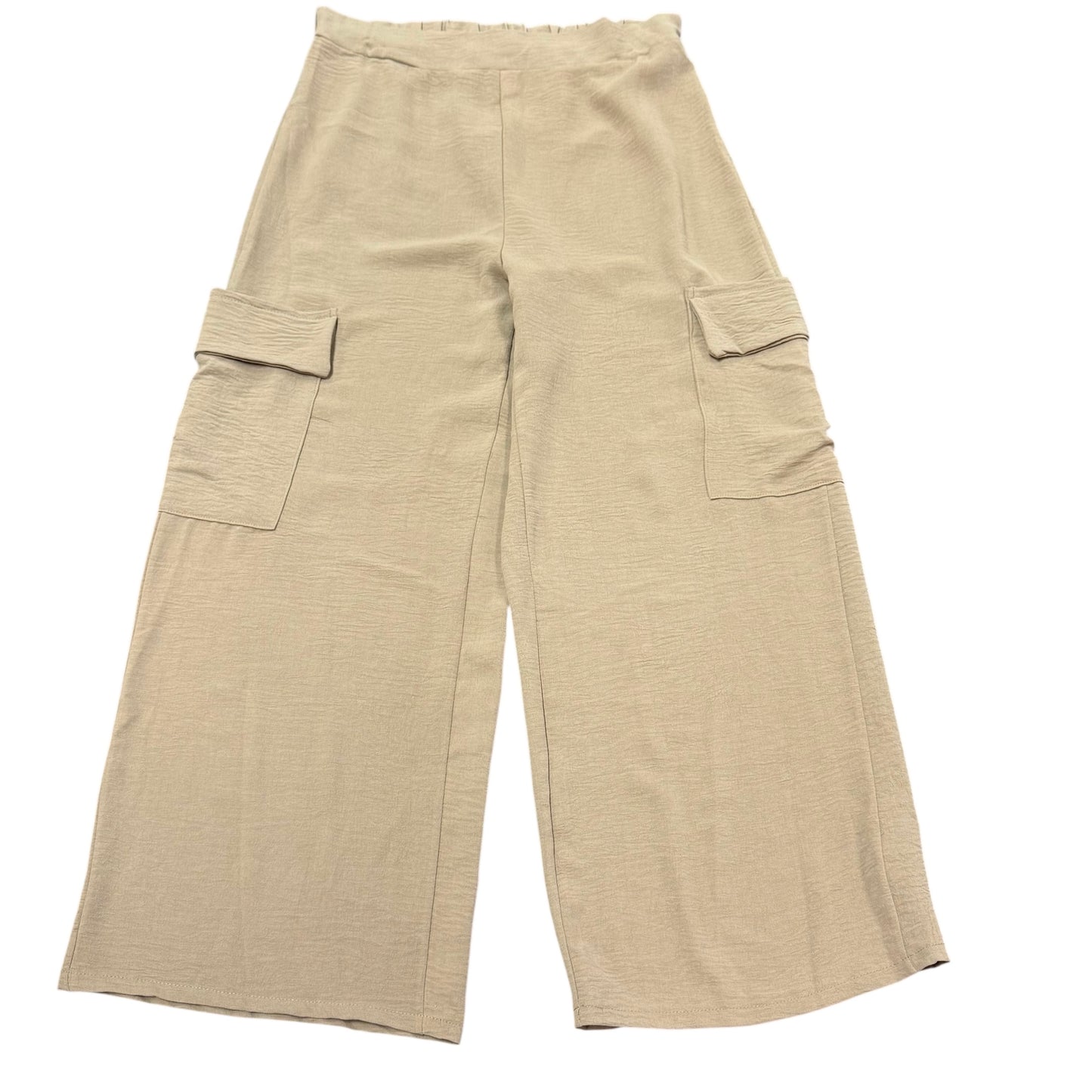 STYLIVE KHAKI TAN WIDE LEG CARGO PANTS PULL ON NWOT 2X