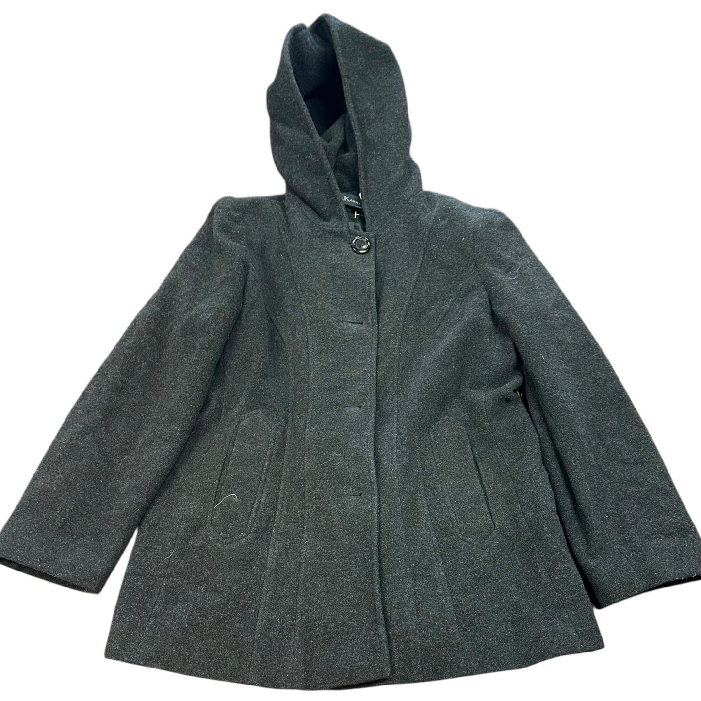 ANNE KLEIN GRAY HOODED COAT 100 MEDIUM