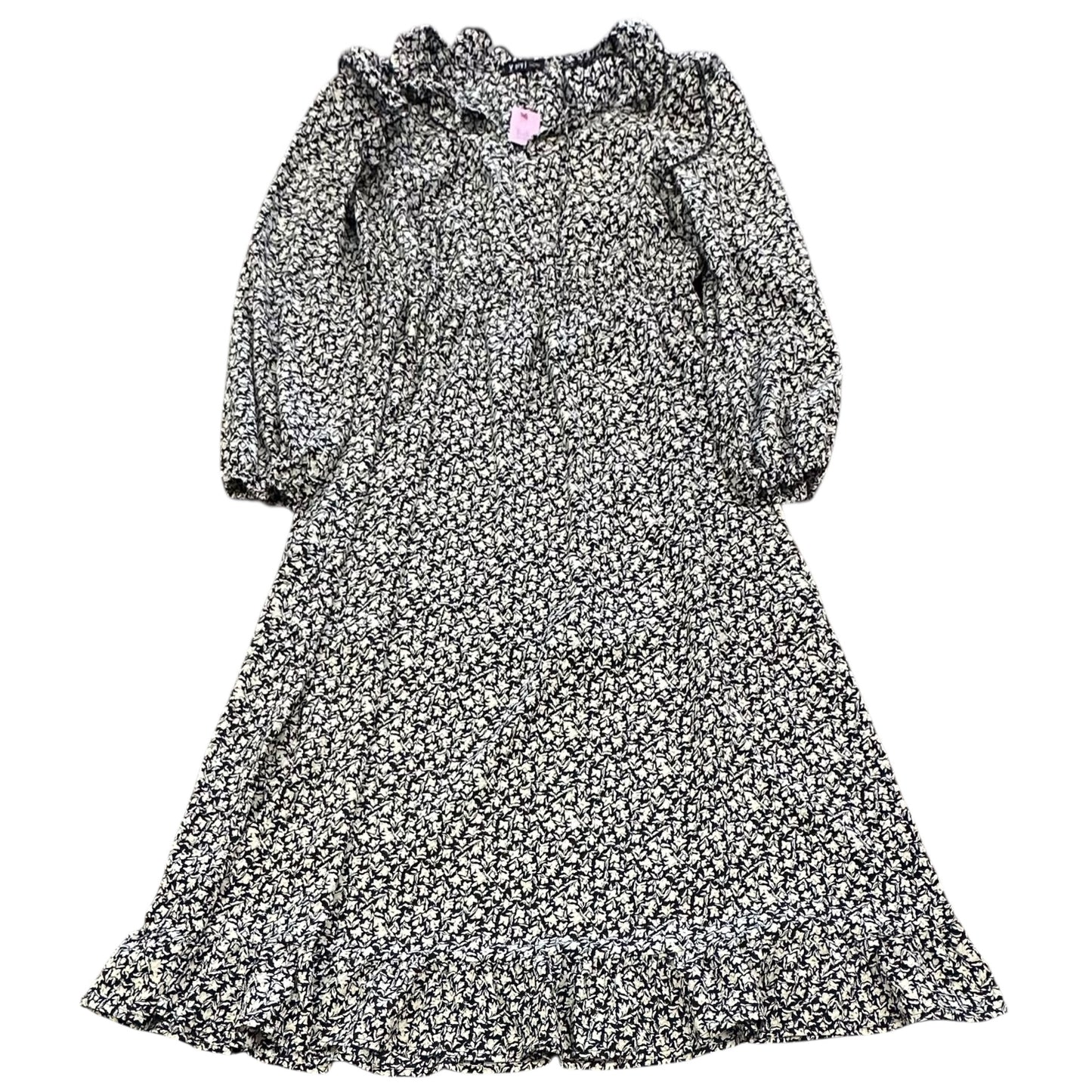 VERY J BLACK FLORAL RUFFLE DRESS 84 LARGE