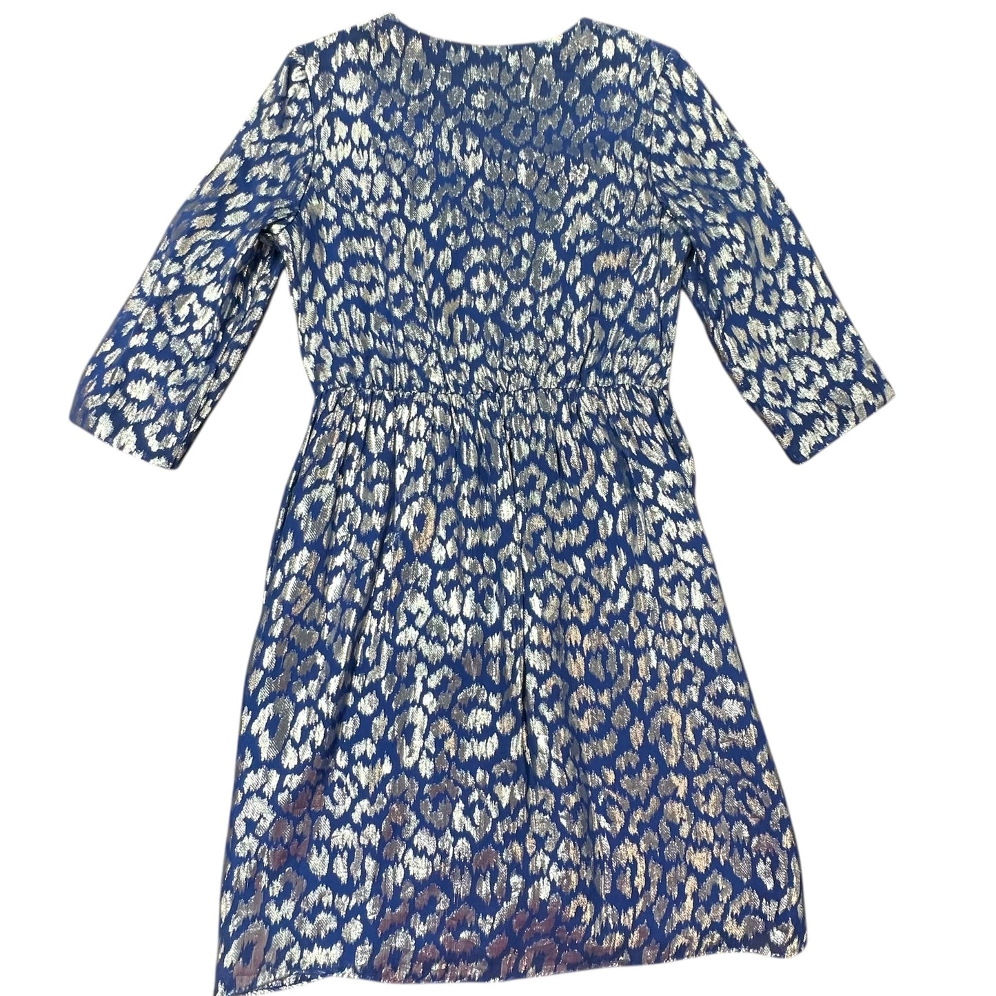 TRINA TURK BLUE SILVER ANIMAL PRINT DRESS 241 SZ 8