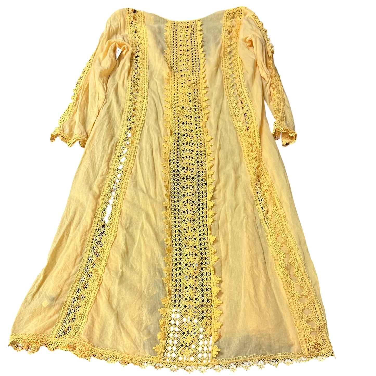 BOSTON PROPER YELLOW EMBROIDERED DUSTER 276 LARGE