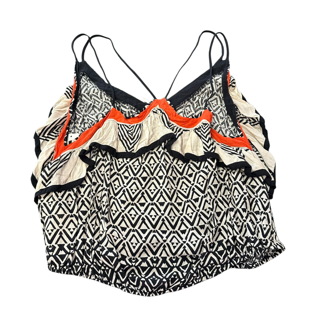 FREE PEOPLE ANIKA RUFFLE CAMI V NECK BLOUSE 276 LARGE