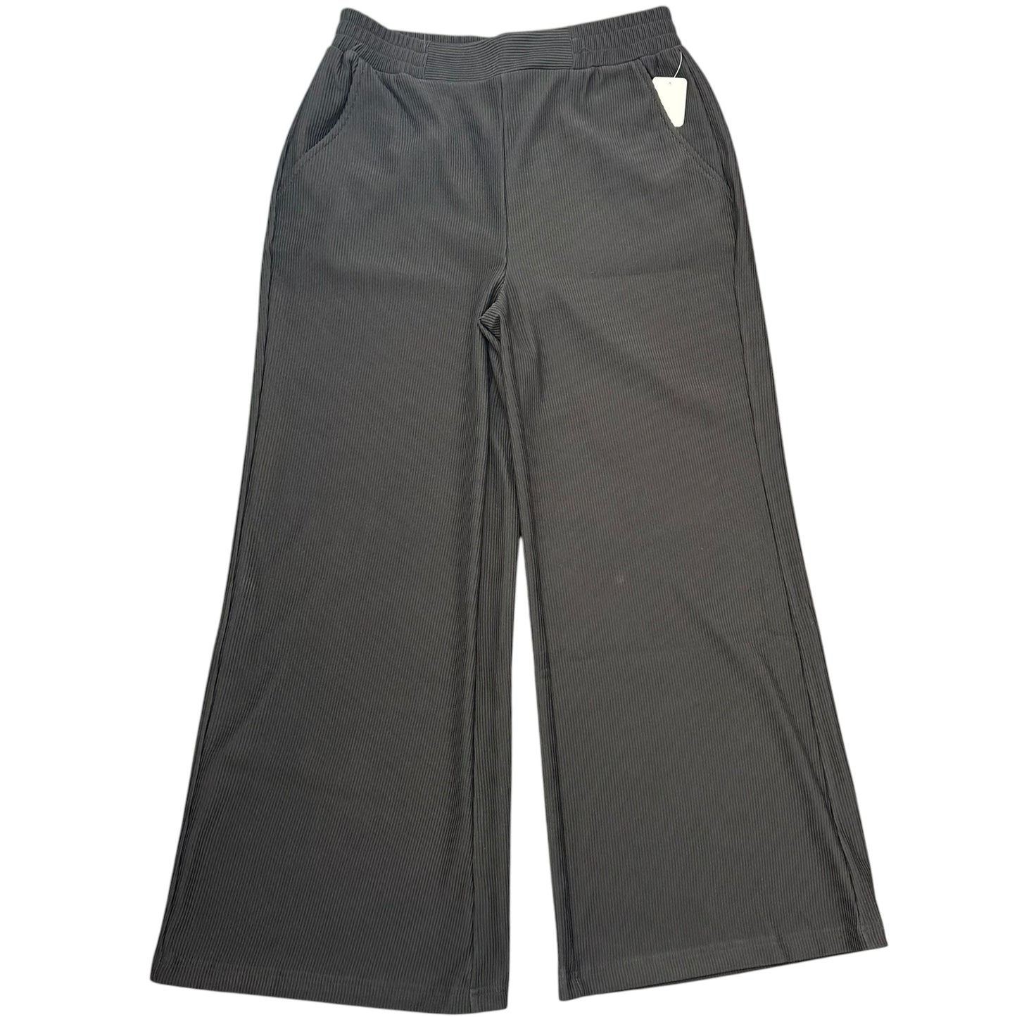 UMGEE BLACK RIBBED PULL ON WIDE LEG TROUSERS 14 SMALL