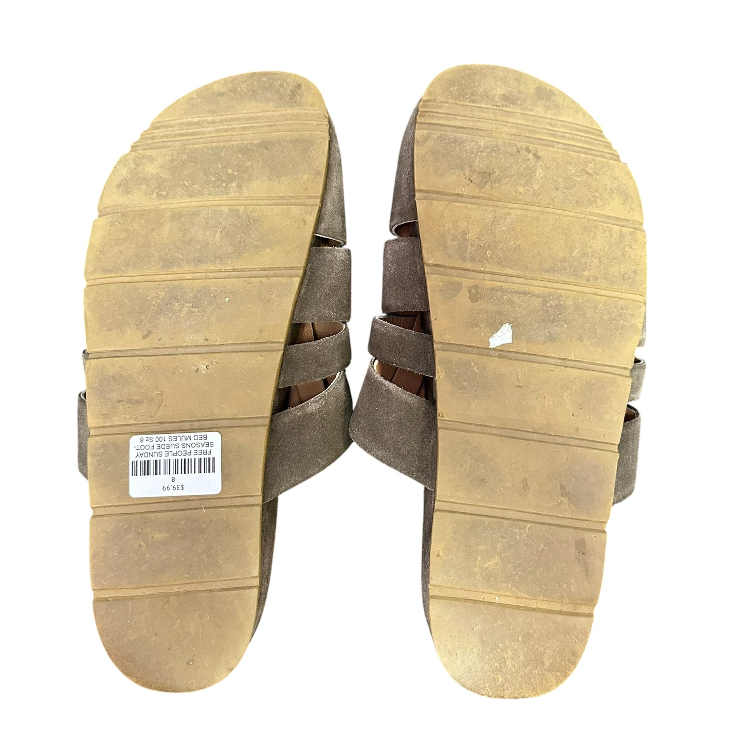 FREE PEOPLE SUNDAY SEASONS SUEDE FOOTBED MULES 100 Sz 8