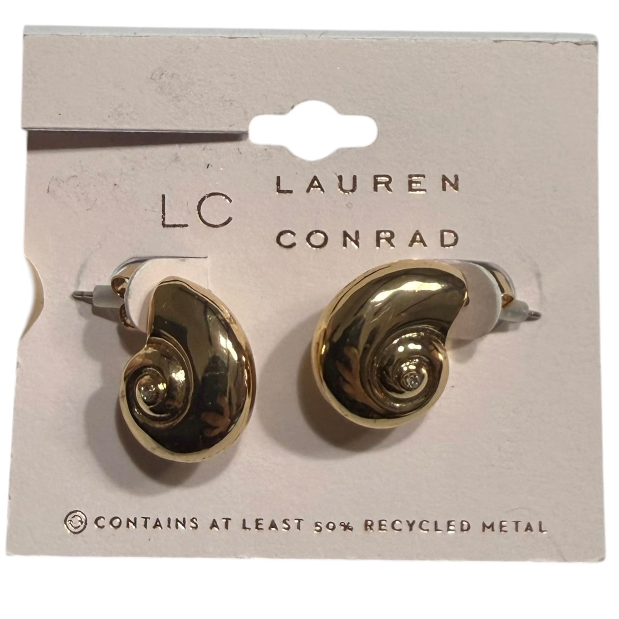 LC LAUREN CONRAD GOLD SHELL EARRINGS NEW 219 OS